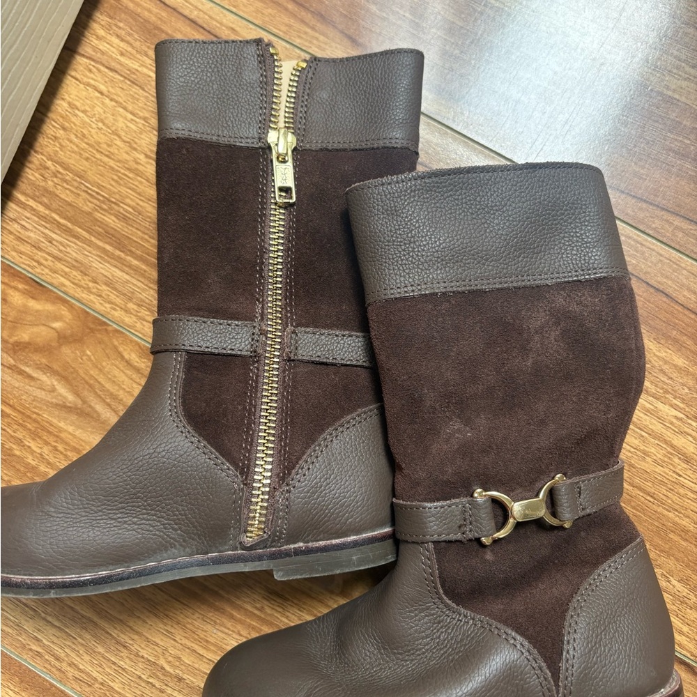 Janie and Jack Brown Boots with Gold Detail